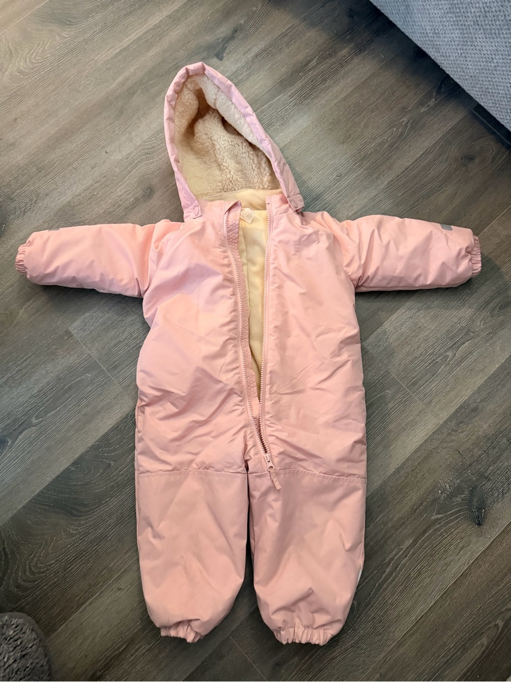 H&M Pink Fleece-Lined Baby One-Piece Snowsuit